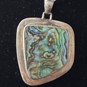 Fine Native American Jewelry Sterling S. and Abalone Pendant. Chain not included